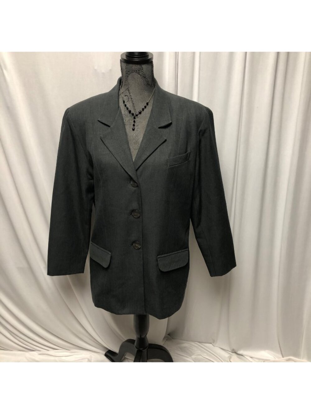 Reflections Of Dallas Blazer Womens Size 12 Gray Lined Jacket Career Vintage